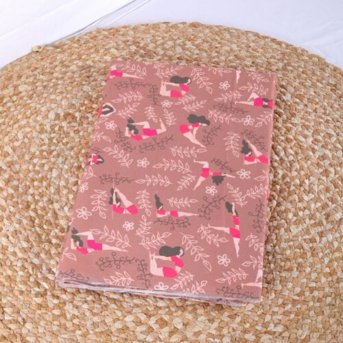 Dusty Rose Cotton Cloth In Yoga Girl Style Printed Designer Fabric - Image 3