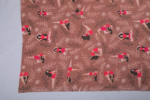 Dusty Rose Cotton Cloth In Yoga Girl Style Printed Designer Fabric - Image 6
