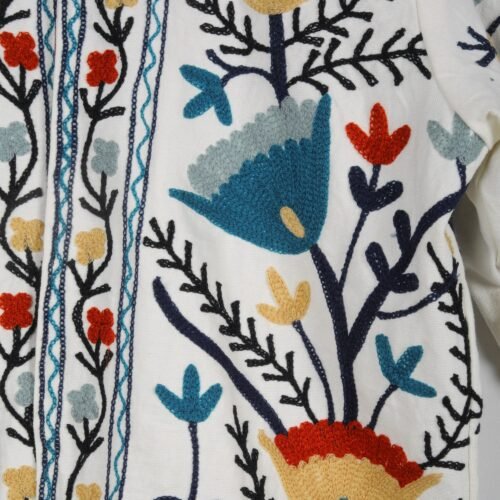 Elegant & Stylish Cotton-Canvas Suzani Embroidered Jacket In Multicolor - Image 5