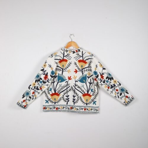 Elegant & Stylish Cotton-Canvas Suzani Embroidered Jacket In Multicolor - Image 6