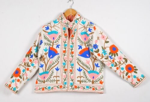 Canvas-Cotton Suzani Embroidered Kimono Style Jacket