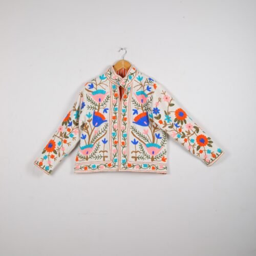 Canvas-Cotton Suzani Embroidered Kimono Style Jacket - Image 2