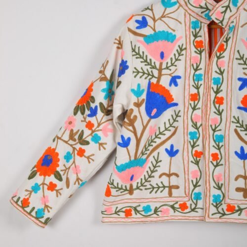 Canvas-Cotton Suzani Embroidered Kimono Style Jacket - Image 3