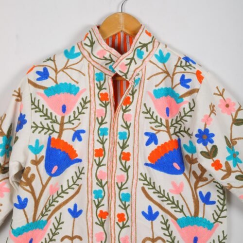 Canvas-Cotton Suzani Embroidered Kimono Style Jacket - Image 4
