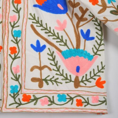 Canvas-Cotton Suzani Embroidered Kimono Style Jacket - Image 5