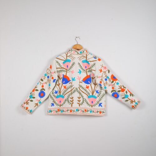 Canvas-Cotton Suzani Embroidered Kimono Style Jacket - Image 6