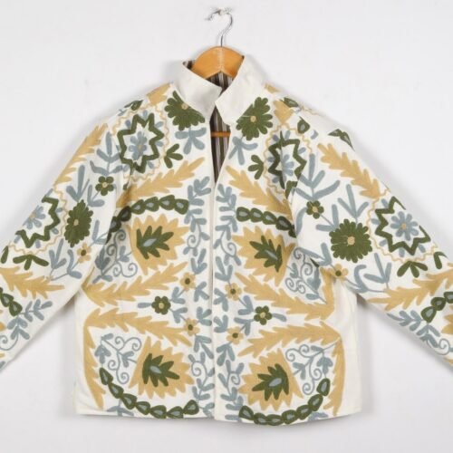 Cotton-Canvas Suzani Embroidered Jacket In Multicolor