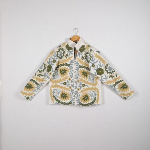 Cotton-Canvas Suzani Embroidered Jacket In Multicolor - Image 2