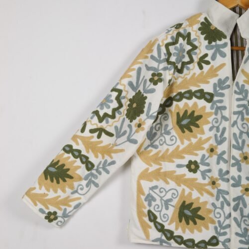 Cotton-Canvas Suzani Embroidered Jacket In Multicolor - Image 3