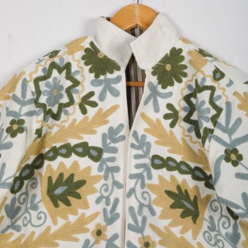 Cotton-Canvas Suzani Embroidered Jacket In Multicolor - Image 4