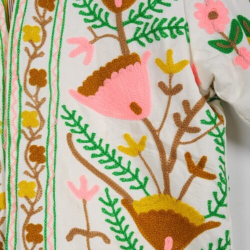 Beautiful Cotton-Canvas Suzani Embroidered Jacket In Multicolor - Image 5