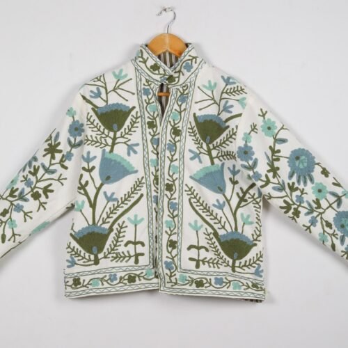 Comfort & Stylish Cotton-Canvas Suzani Embroidered Jacket In Multicolor