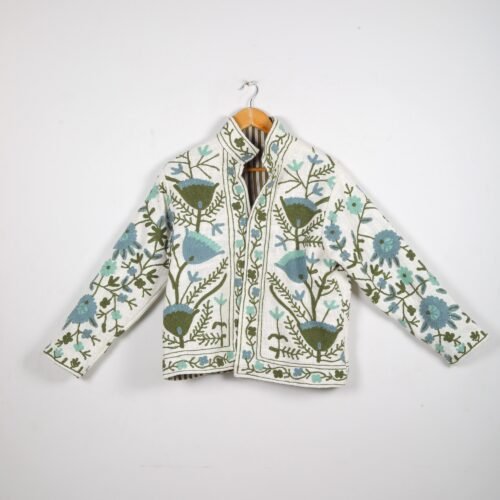 Cotton-Slub Suzani Embroidered Jacket Boho Inspired - Image 2