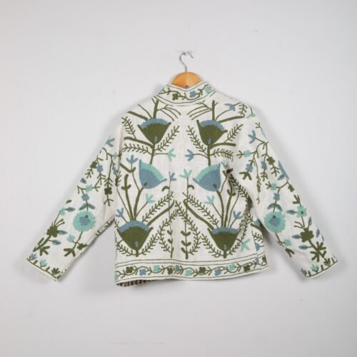 Cotton-Slub Suzani Embroidered Jacket Boho Inspired - Image 6