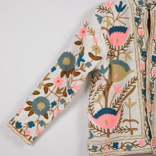 Versatile Cotton-Slub Suzani Embroidered Jacket Boho Inspired - Image 3