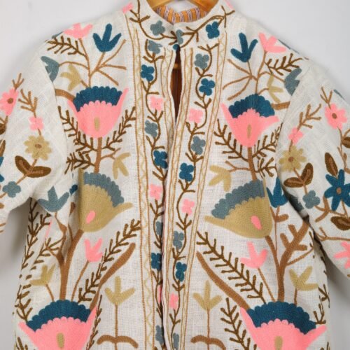 Versatile Cotton-Slub Suzani Embroidered Jacket Boho Inspired - Image 4
