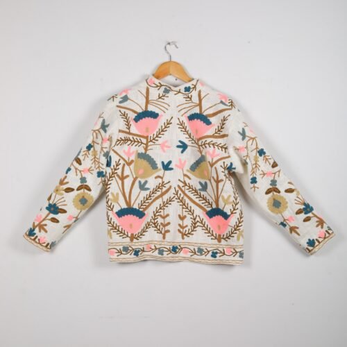 Versatile Cotton-Slub Suzani Embroidered Jacket Boho Inspired - Image 6