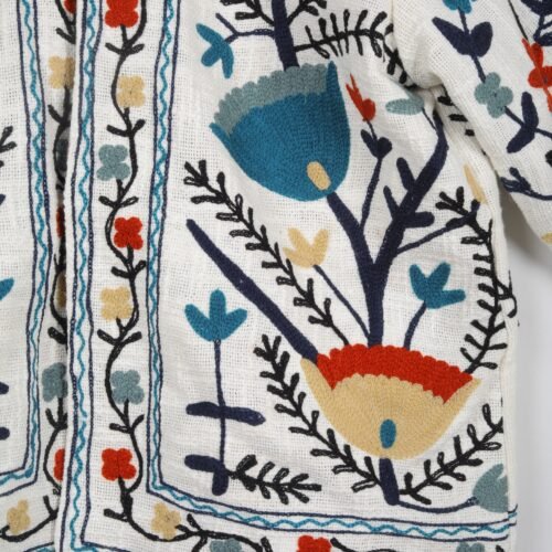 Versatile Cotton-Slub Suzani Embroidered Jacket In Multicolor - Image 5