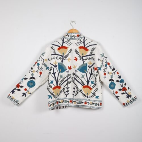 Versatile Cotton-Slub Suzani Embroidered Jacket In Multicolor - Image 6