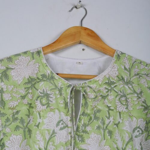 Stylish Cotton Block Printed Balloon Sleeves Dress - Image 5