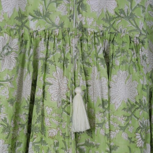 Stylish Cotton Block Printed Balloon Sleeves Dress - Image 6