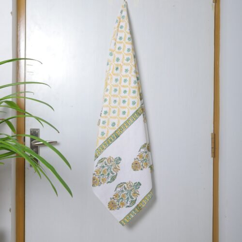 Beautiful Indian Criss Cross Style Block Print Waffle  Bath Towel