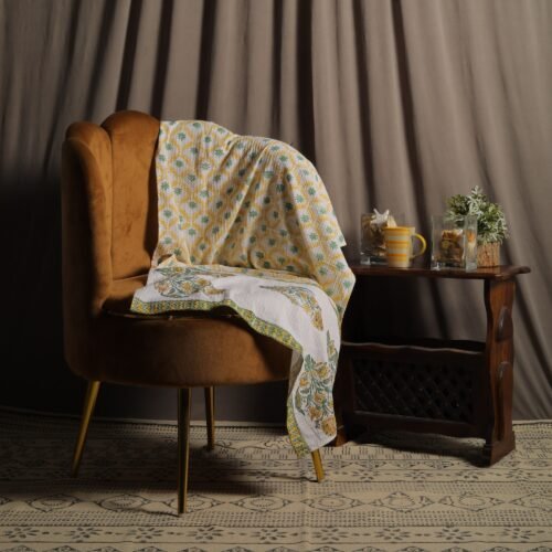 Beautiful Indian Criss Cross Style Block Print Waffle  Bath Towel - Image 3