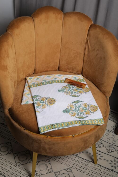 Beautiful Indian Criss Cross Style Block Print Waffle  Bath Towel - Image 5