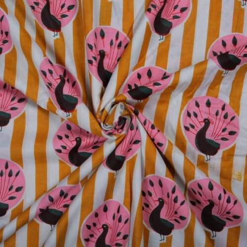 Peacock Garden Cotton Fabric For All Purpose