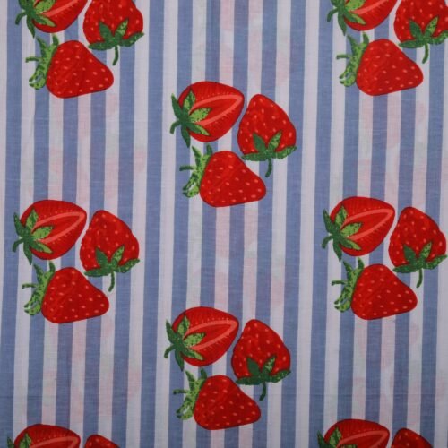 Soft Strong Stylish Strawberry Print Cotton Fabric For All Purpose - Image 3