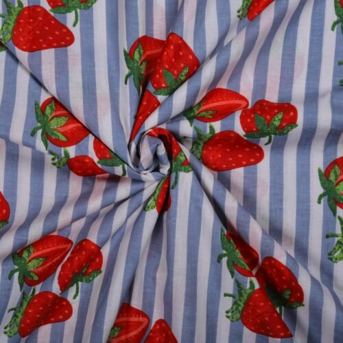 Soft Strong Stylish Strawberry Print Cotton Fabric For All Purpose