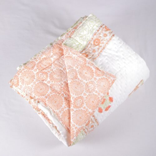 Fresh Florals Hand Block Print Cotton Quilt In Both Side - Image 2