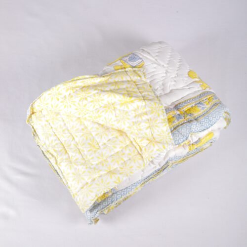 Jaipuri Elephant Art Hand Block Print Cotton Quilt In Both Side - Image 2