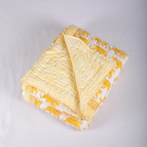 Tiger Walk Hand Block Print Cotton Quilt In Both Side - Image 2
