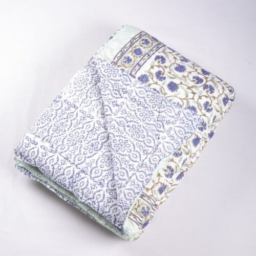 Flower Jaal Hand Block Print Cotton Quilt In Both Side - Image 2