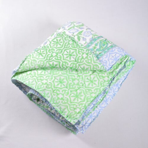 Garden-Vibe Hand Block Print Cotton Quilt In Both Side - Image 2