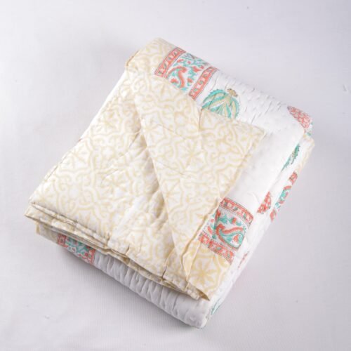 Floral Beauty Hand Block Print Cotton Quilt In Both Side - Image 2