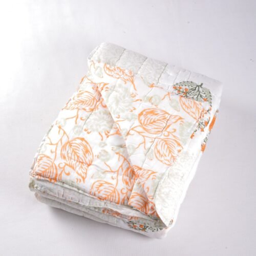 Floral Art Hand Block Print Cotton Quilt In Both Side - Image 2