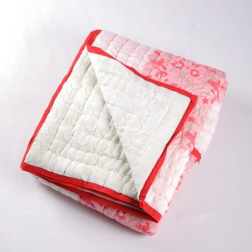 Fragrance Of Flowers Hand Block Print Cotton Quilt In Both Side - Image 2