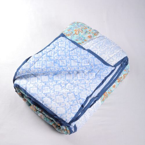 Garden Fragrance Hand Block Print Cotton Quilt In Multicolor - Image 2