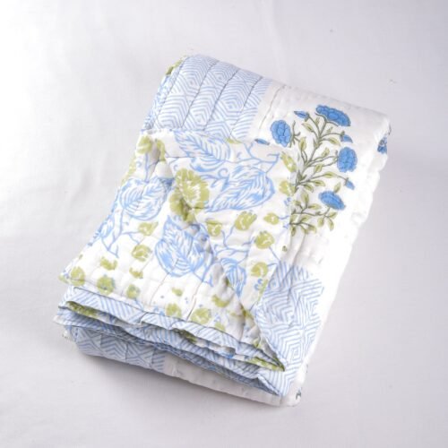 Blossom Beauty Hand Block Print Cotton Quilt In Both Side - Image 2