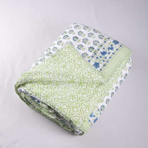 Garden Vibe Hand Block Print Cotton Quilt In Both Side - Image 2