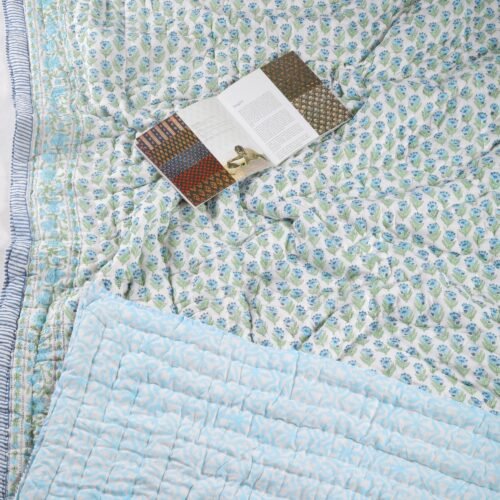 Little Flower Jaal Hand Block Print Cotton Quilt