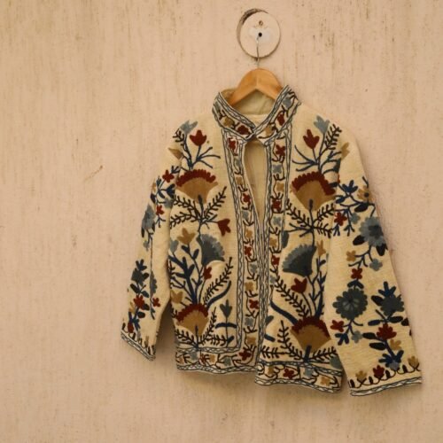 Elegant Boho Style Cotton Suzani Embroidered Jacket For Layering Free Size Jacket - Image 3