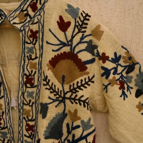 Elegant Boho Style Cotton Suzani Embroidered Jacket For Layering Free Size Jacket - Image 6