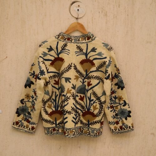 Elegant Boho Style Cotton Suzani Embroidered Jacket For Layering Free Size Jacket - Image 7