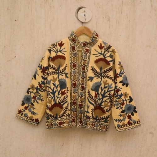 Beautiful Boho Style Cotton Suzani Embroidered Jacket For Layering Free Size Jacket - Image 3