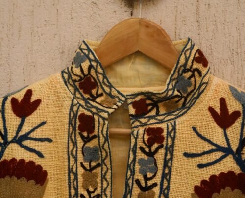 Beautiful Boho Style Cotton Suzani Embroidered Jacket For Layering Free Size Jacket - Image 5