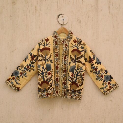 Beautiful Boho Style Cotton Suzani Embroidered Jacket For Layering Free Size Jacket - Image 6