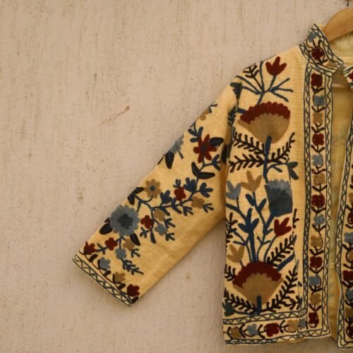 Beautiful Boho Style Cotton Suzani Embroidered Jacket For Layering Free Size Jacket - Image 7